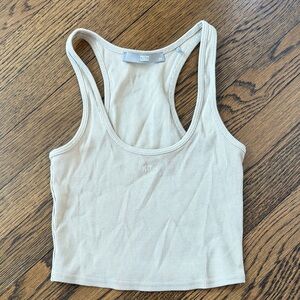 Kith Cream Ribbed cropped Tank Top, xS